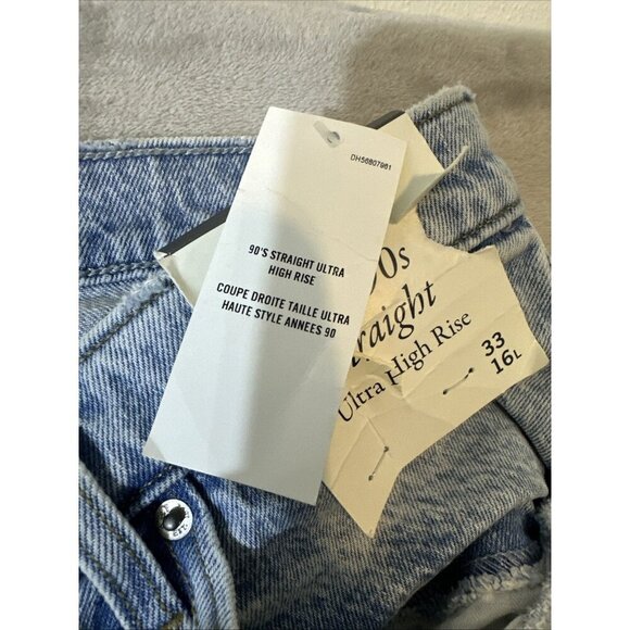 Abercrombie & Fitch The ’90s Straight Ultra High Rise Jeans Light Wash 33 16L - Picture 5 of 9